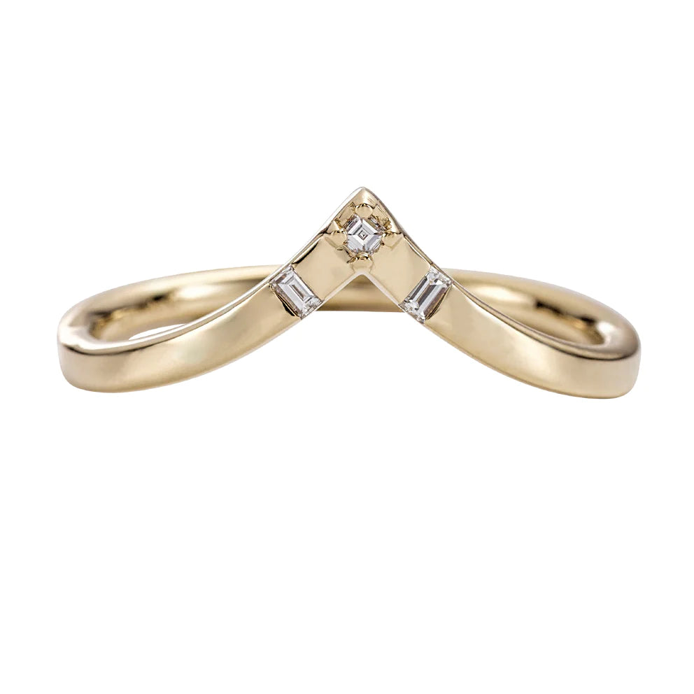 Chevron Ring With Baguette and Carre Diamonds