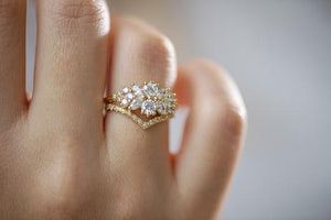 Chevron Half Diamond Eternity Ring