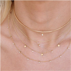 Dangling Bezel Diamond Circle Necklace