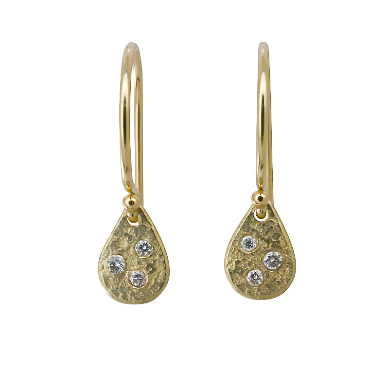 Weathered Droplet Diamond Earrings