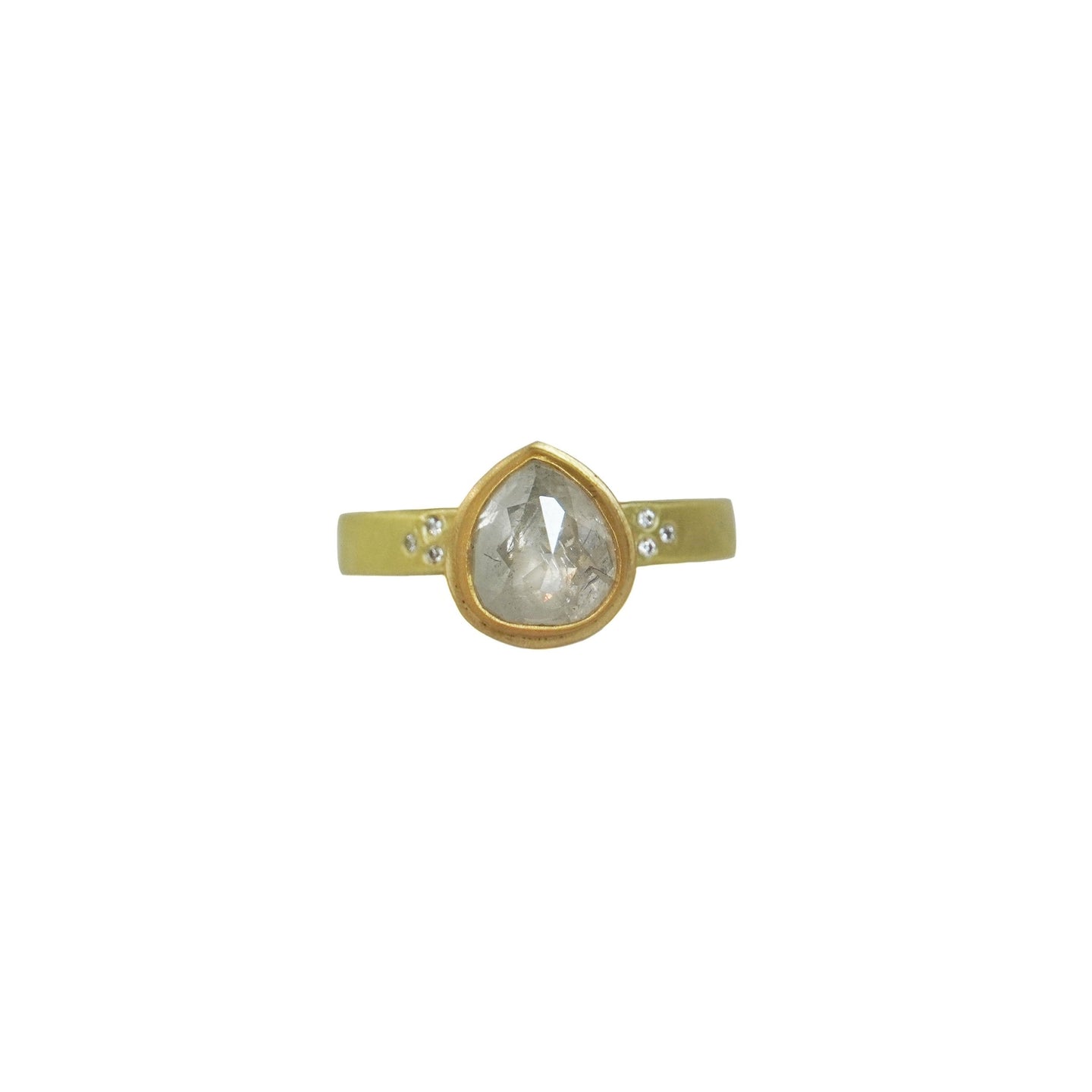 Icy Grey Pear Rosecut Diamond Ring
