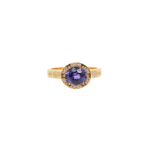 Oval Sapphire Beaded Horizon Ring