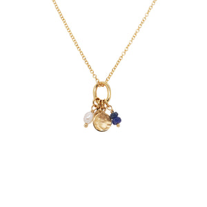Mini Blue Sapphire Gemstone Charm Necklace