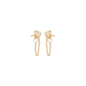 14K Diamond Bezel Chain Stud Earrings | Art + Soul Gallery
