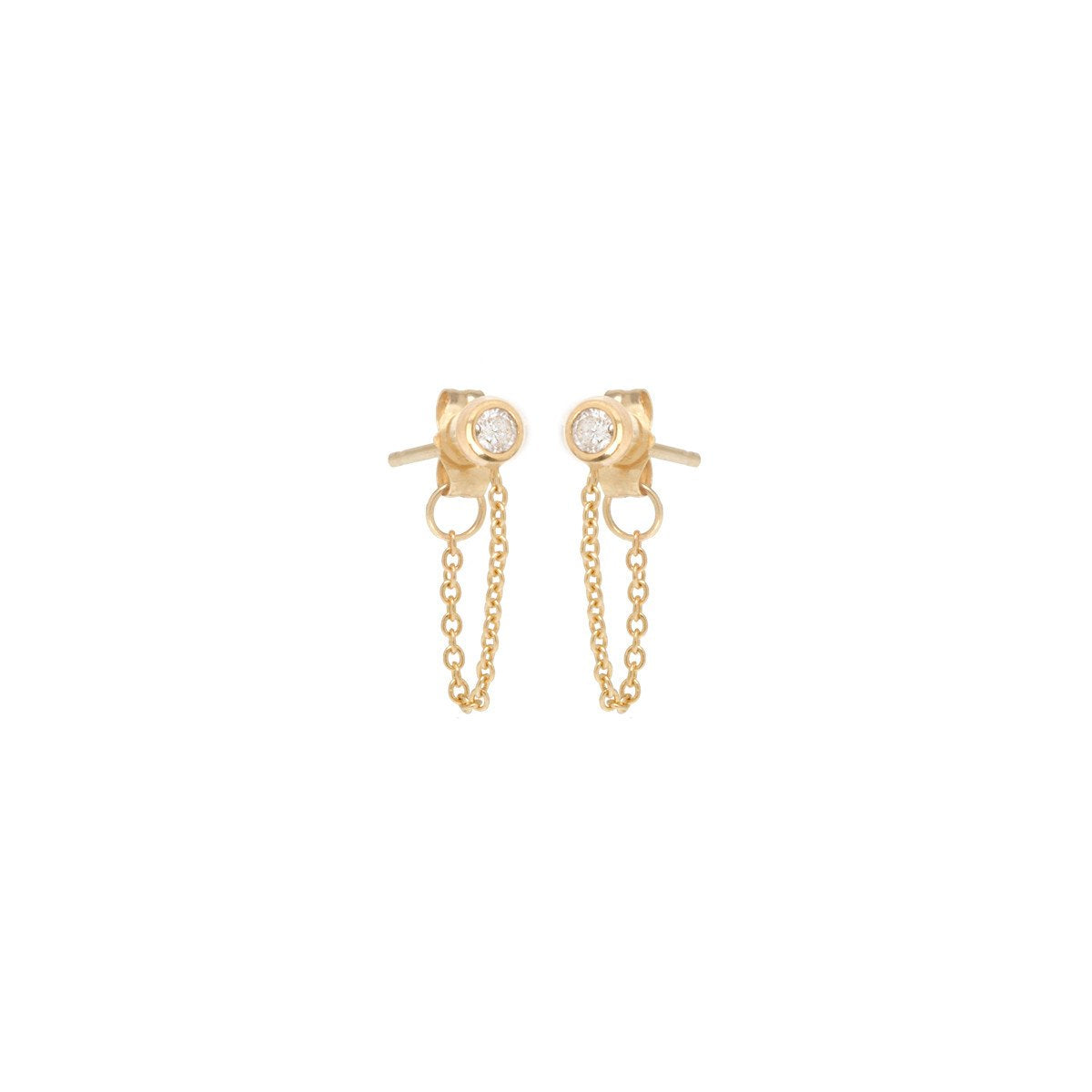 Diamond Bezel Chain Stud Earrings | Art + Soul Gallery