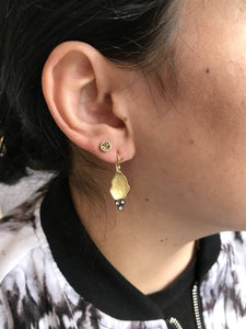 Hammered Gold Tear Drop Diamond Earrings