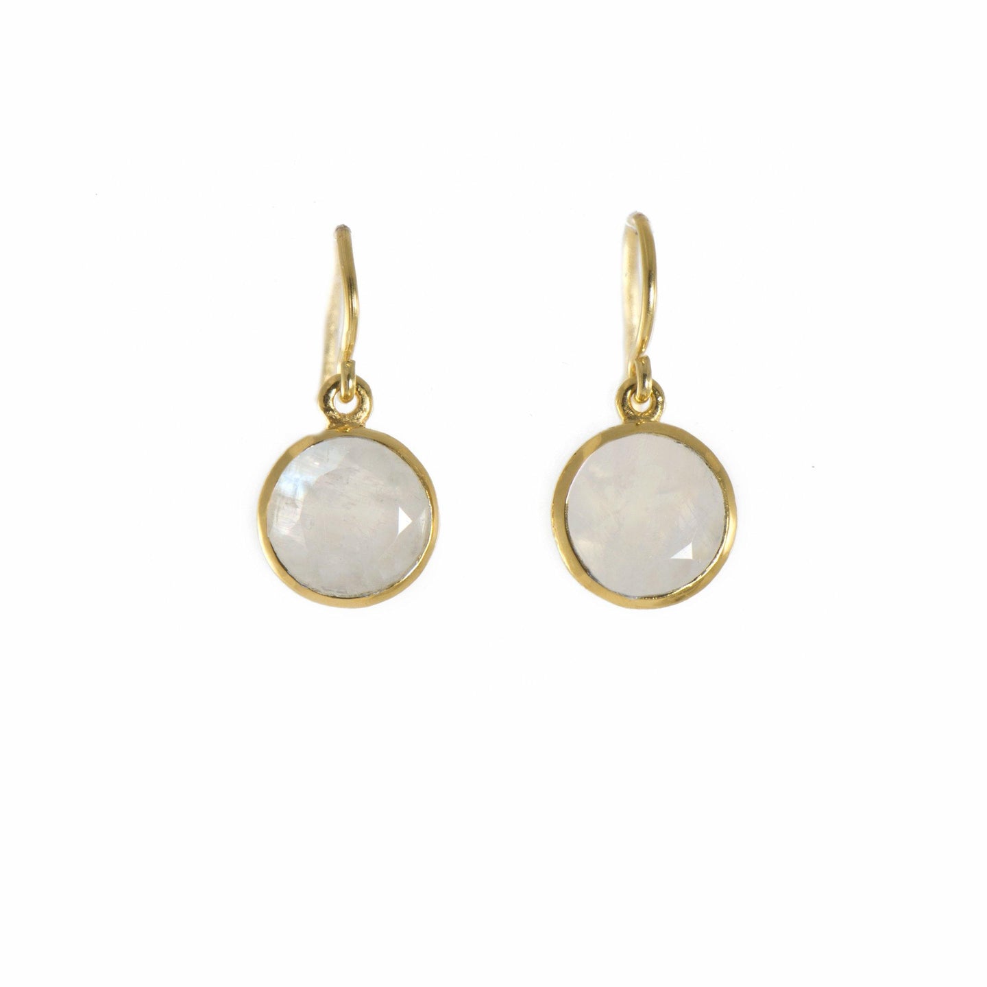 Faceted Round Rainbow Moonstone Earrings