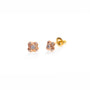 Load image into Gallery viewer, A pair of Alex Sepks 18k rose gold stud earrings, with a flora pattern and 5 white diamonds on each stud
