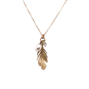 Feather, Pearl, and Diamond Necklace | Art + Soul Gallery
