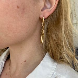 Elegance 18K Yellow Gold Vermeil Link Drop Earrings