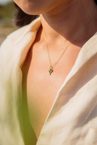 Green Tourmaline and Diamond Byrdie Necklace