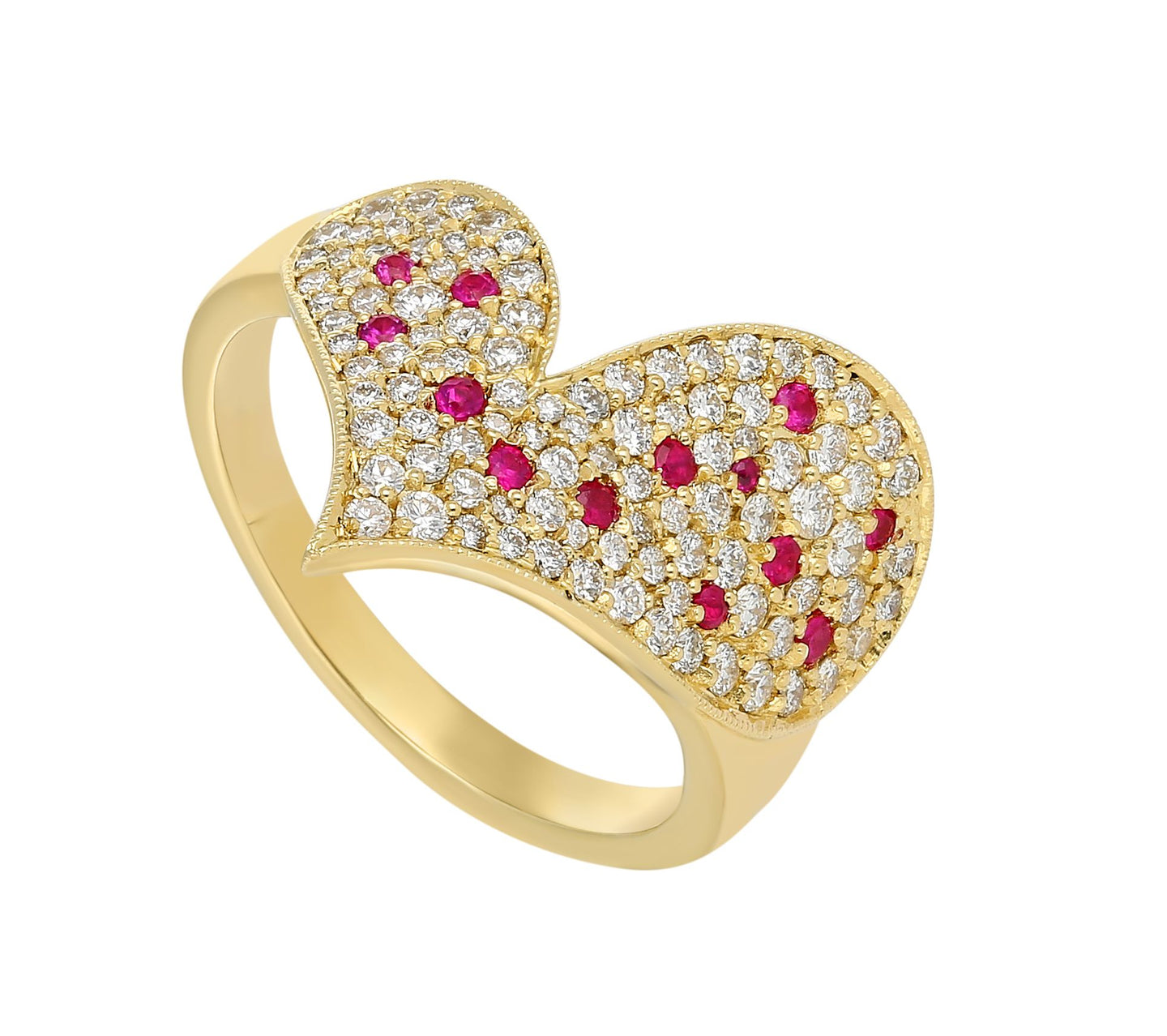 Diamond and Ruby Large Heart Ring