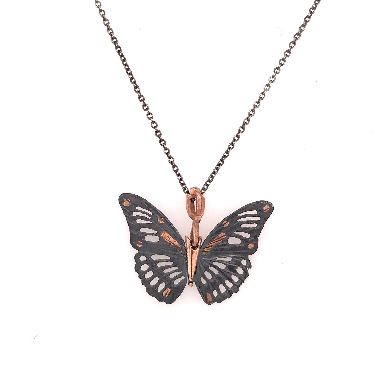 Sterling and Rose Gold Monarch Butterfly Pendant | Art + Soul Gallery