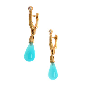 Blue Opal and Diamond Drop Earings