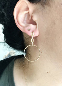 Large Square Oval Chain Drop Hoop Earrings