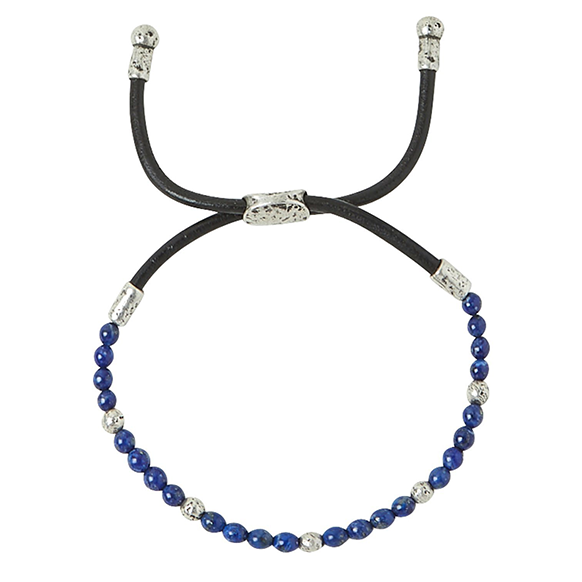 Distressed Sterling Silver and Lapis Braided Bracelet
