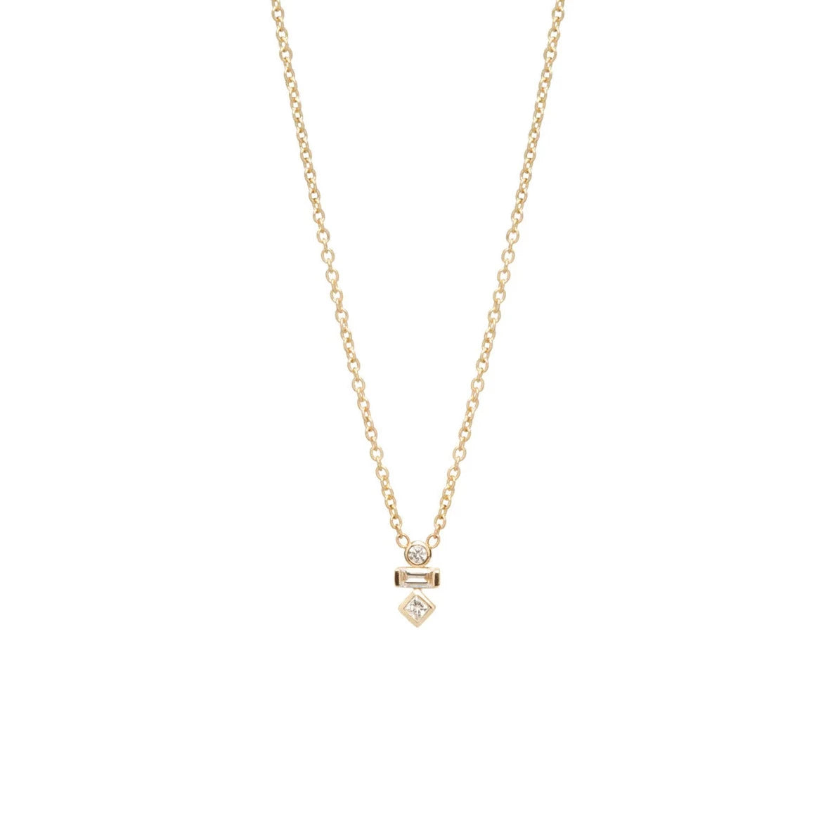 Mixed Cut Diamond Drop Necklace