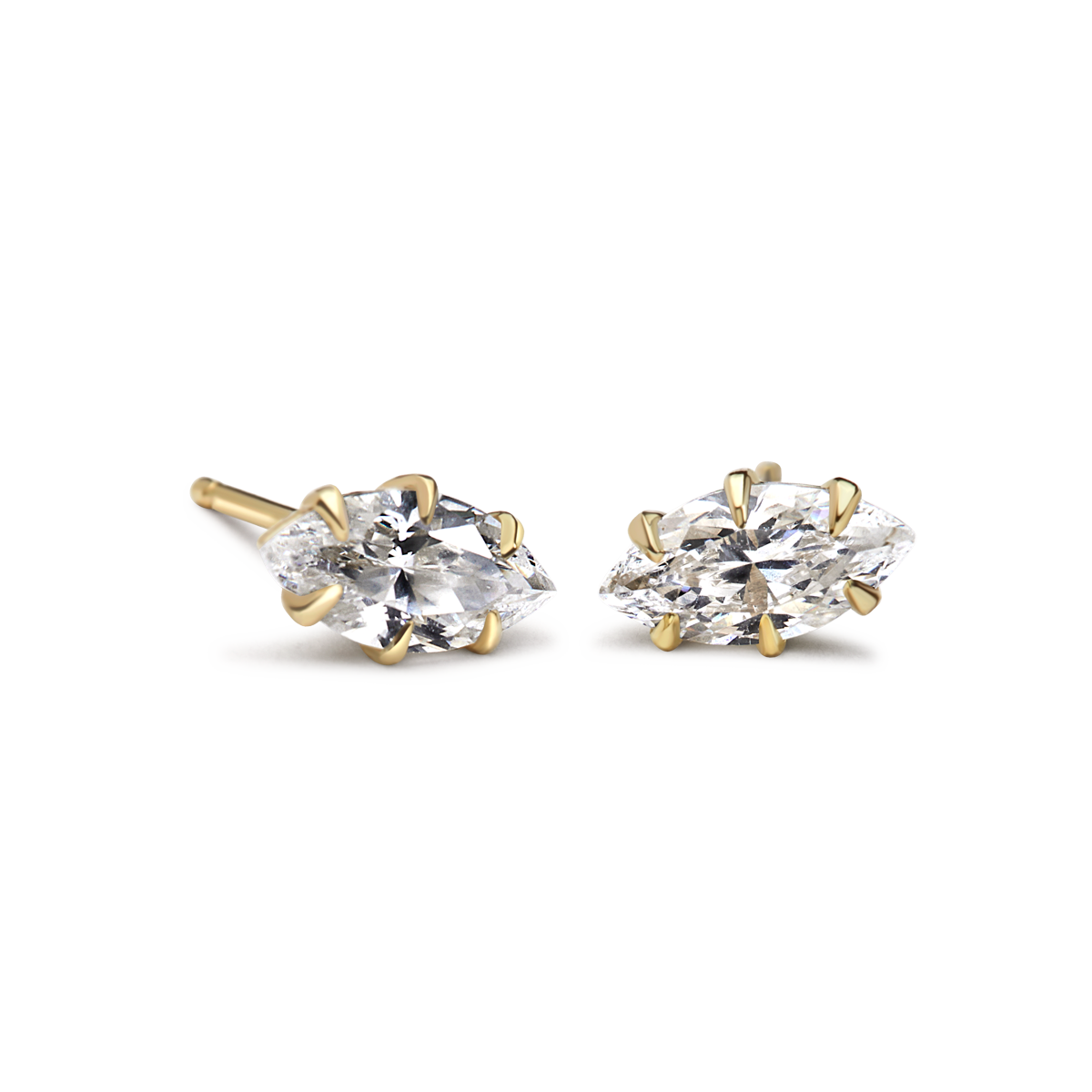 14K Yellow Gold Marquise Studs