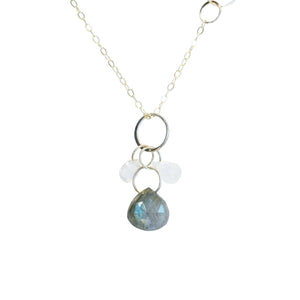 Moonstone and Labradorite Drop Necklace