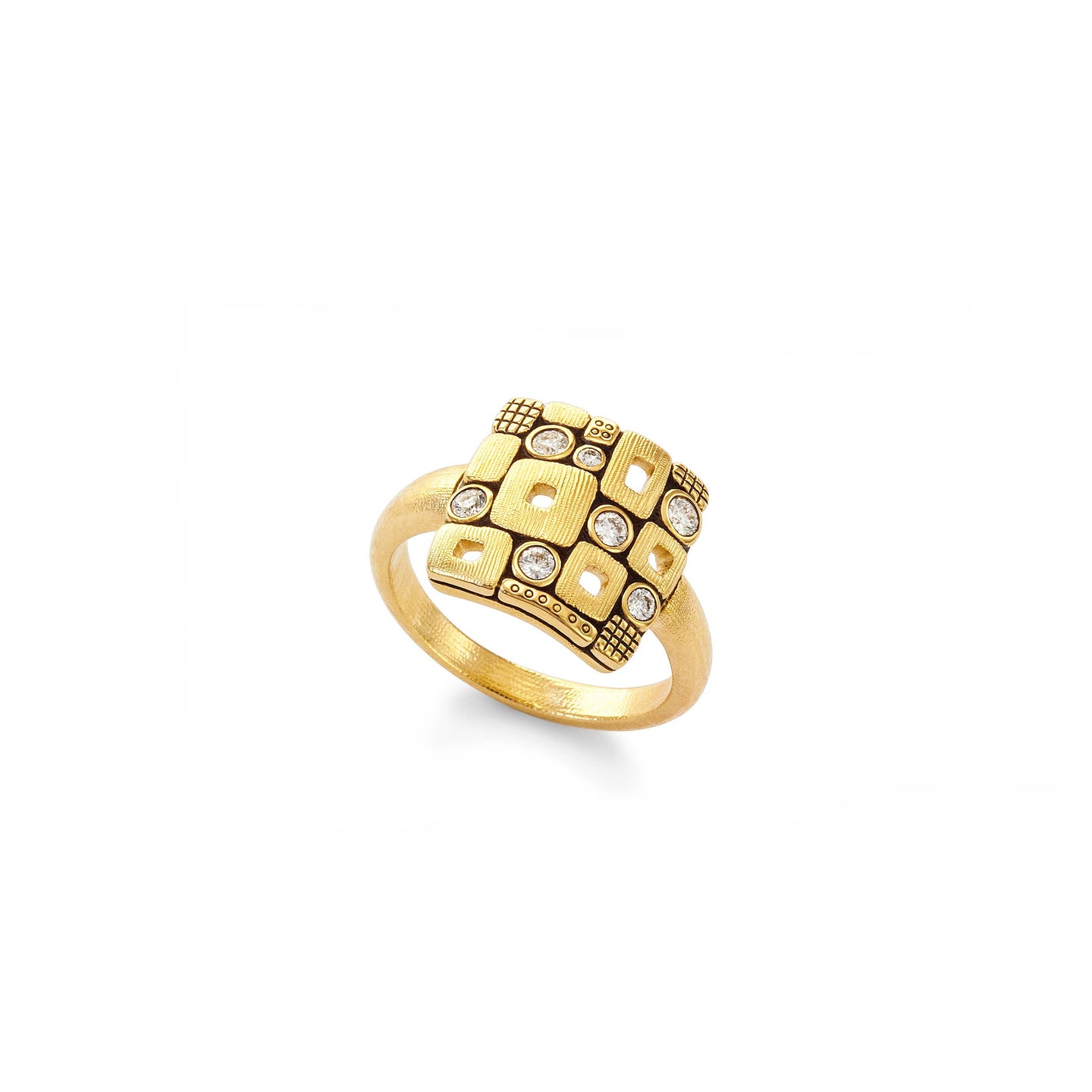 Square Little Windows Domed Ring