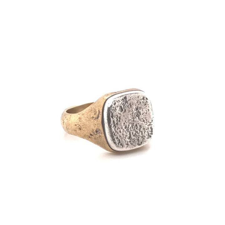 Sterling and Brass Signet Ring | Art + Soul Gallery