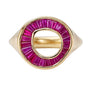 Load image into Gallery viewer, Tapered Ruby Baguette Sphere Ring
