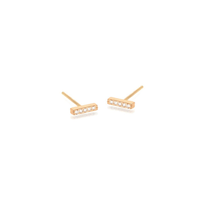 Short Pave Bar Diamond Stud Earrings | Art + Soul Gallery