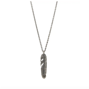 Black Diamond Feather Pendant Necklace