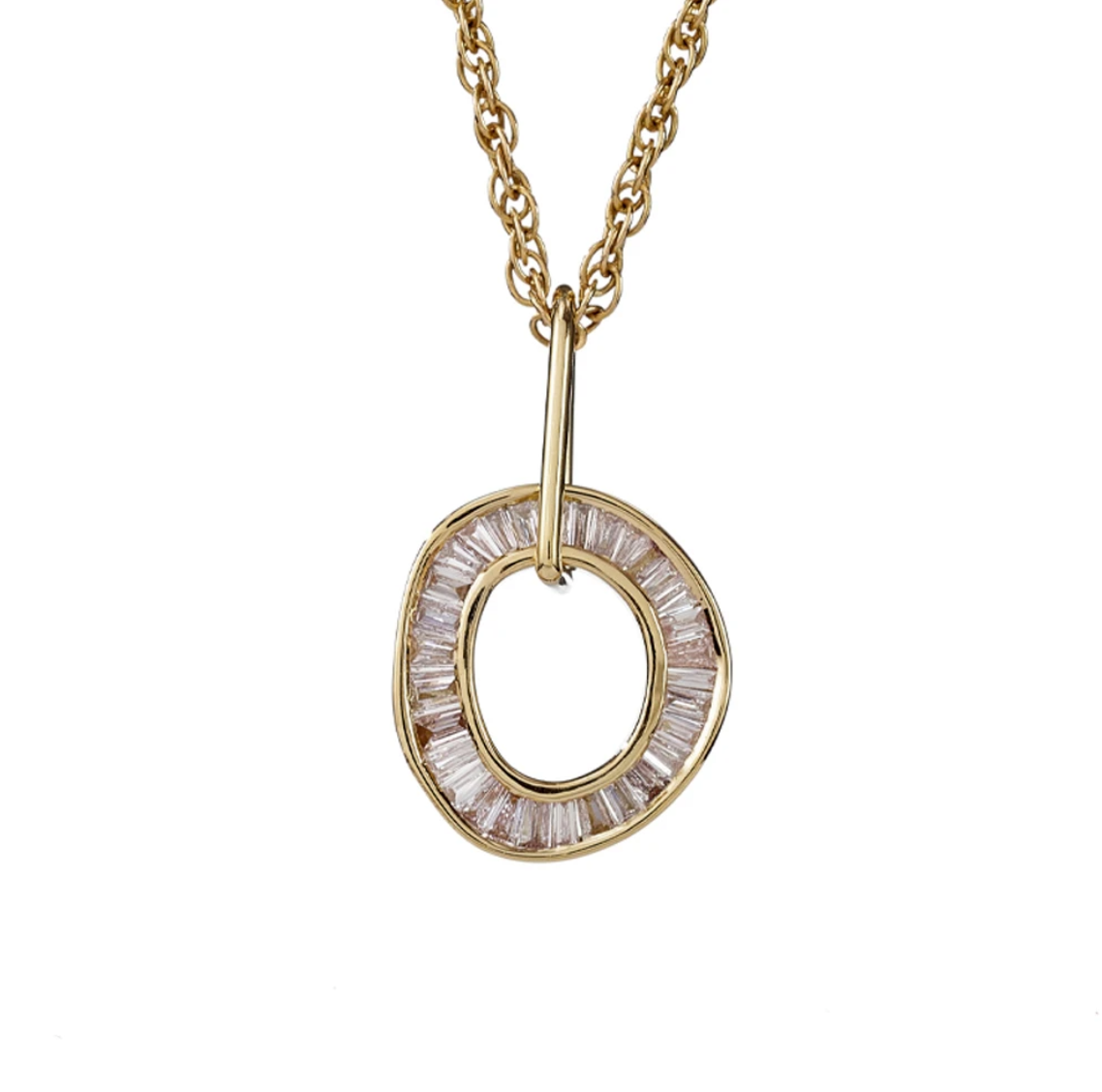 Sphere Baguette Diamond Pendant Necklace