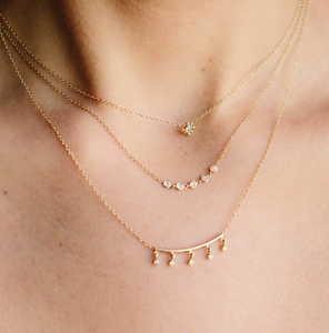 Tiny Bead Diamond Starburst Necklace