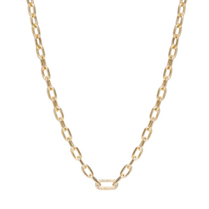 Medium Square Oval Chain with Pavé Diamond Link Necklace