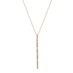 Spread Out French Bead Set Diamond Vertical Bar Pendant Necklace