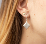 Load image into Gallery viewer, Silver Night Diamond Earrings

