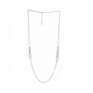 Forever Chic Rhodium 5 Link Necklace w/ Double Chain