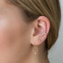 Load image into Gallery viewer, 14K Tiny Three Bezel Diamond Bar Single Earring | Art + Soul Gallery
