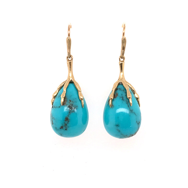 Turquoise Egg and Claw Earrings | Art + Soul Gallery