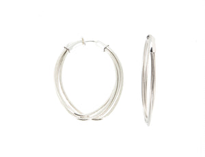 DNA Small Rhodium Plated Sterling Silver Oval Earrings | Art + Soul Gallery