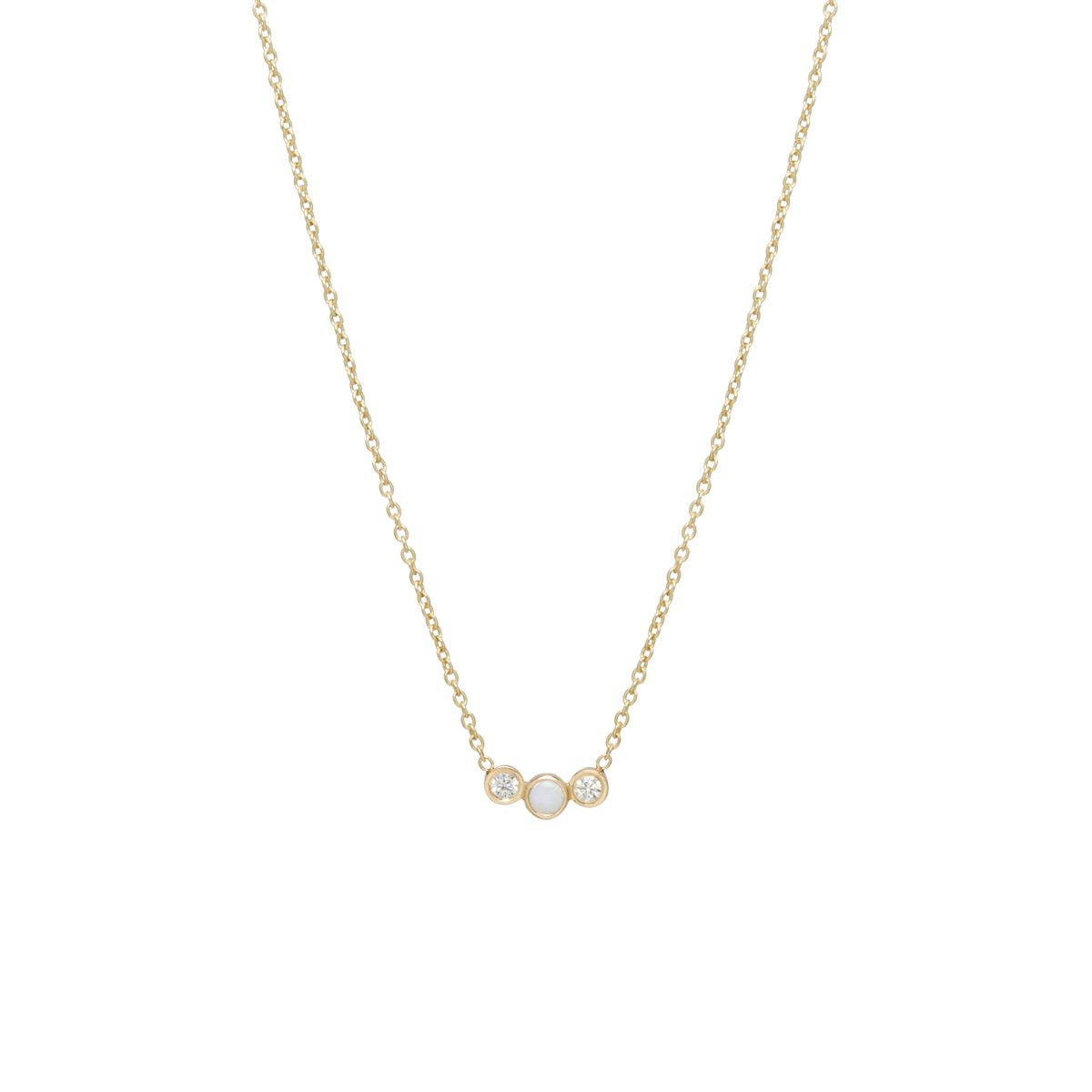 Graduated Bezel Opal & Diamond Necklace | Art + Soul Gallery