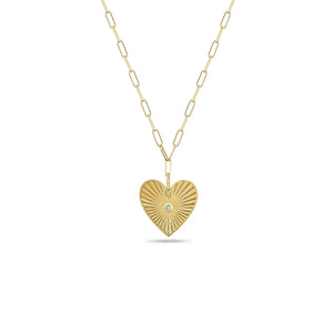 Radiant Heart Medallion w/ Paperclip Chain Necklace
