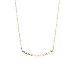 10 Pave Diamond Curved Bar Necklace