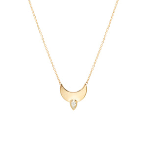 Pear Diamond Horizon Crescent Necklace