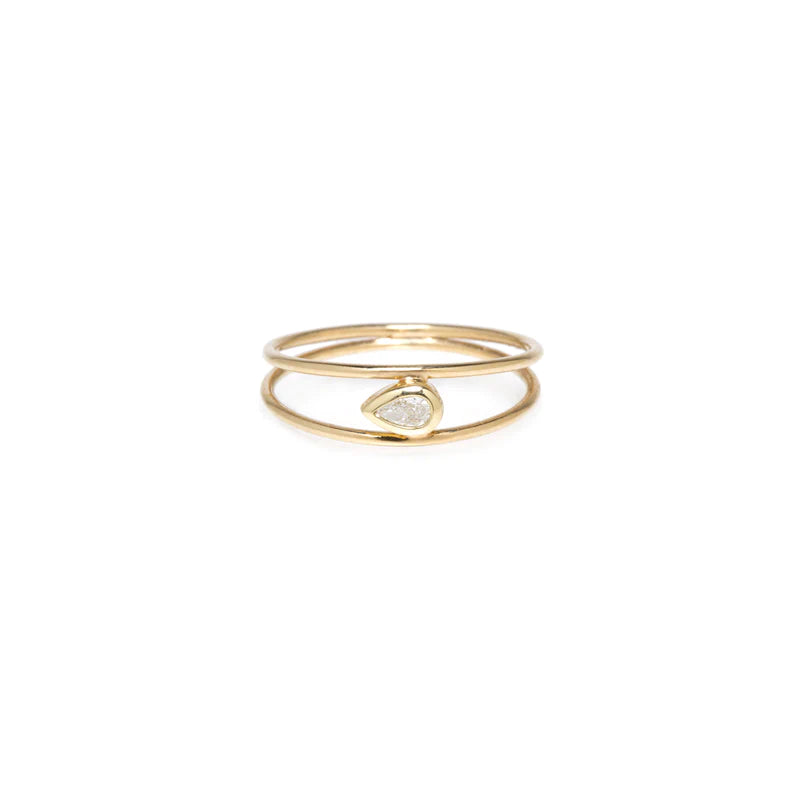 Pear Diamond Double Band Ring