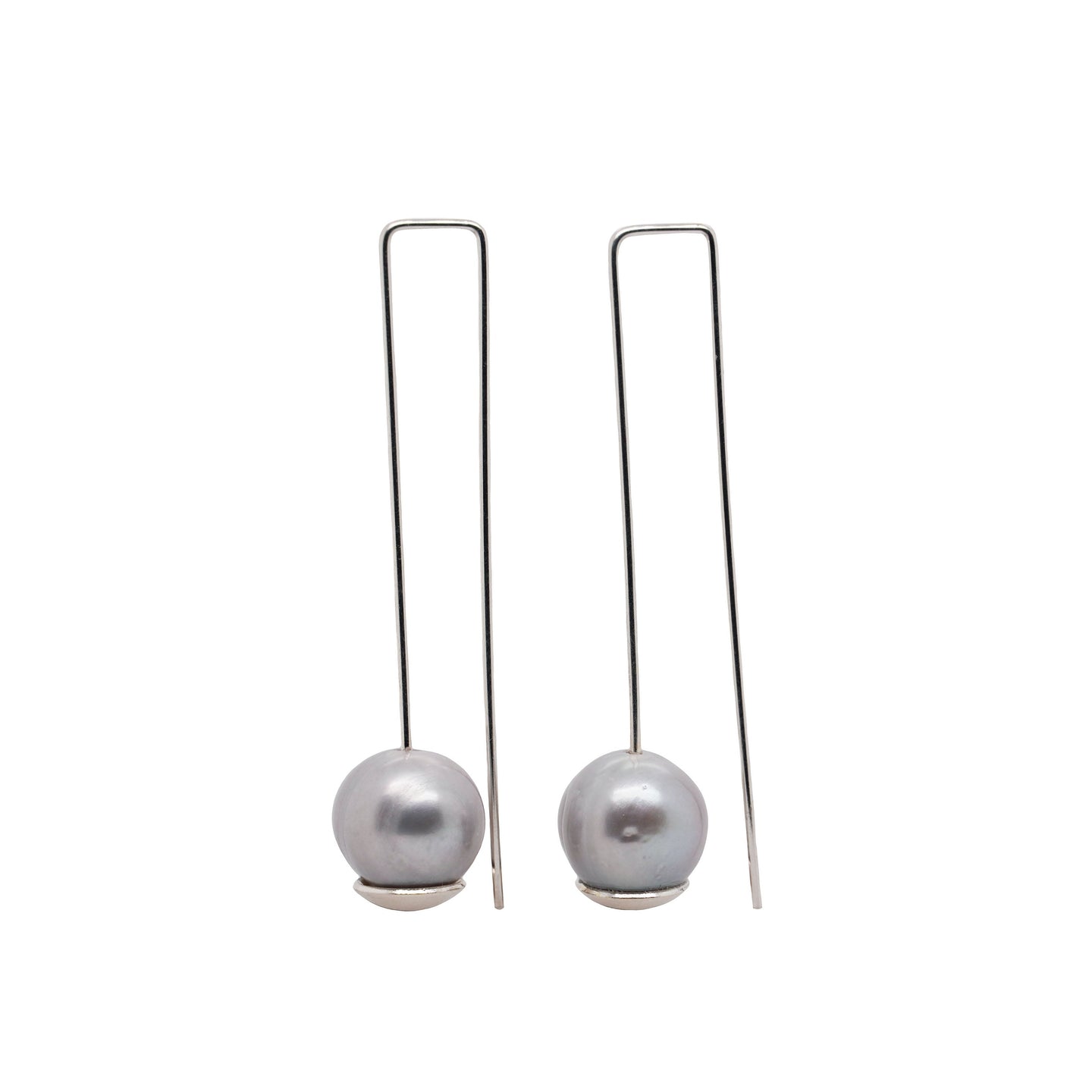 Balance Grey Pearl Long Drop Earrings