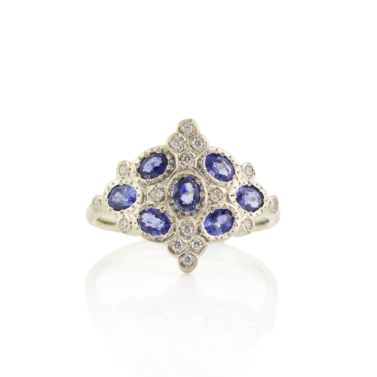 Sapphire and Diamond Tessera Mirror Ring | Art + Soul Gallery