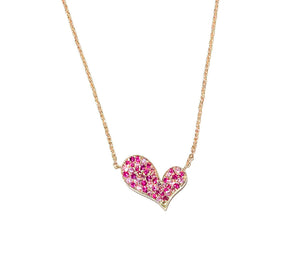 Diamond, Sapphire, and Ruby Heart Necklace
