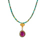 Load image into Gallery viewer, Green Turquoise Heishi Beaded Necklace with Ruby Charm
