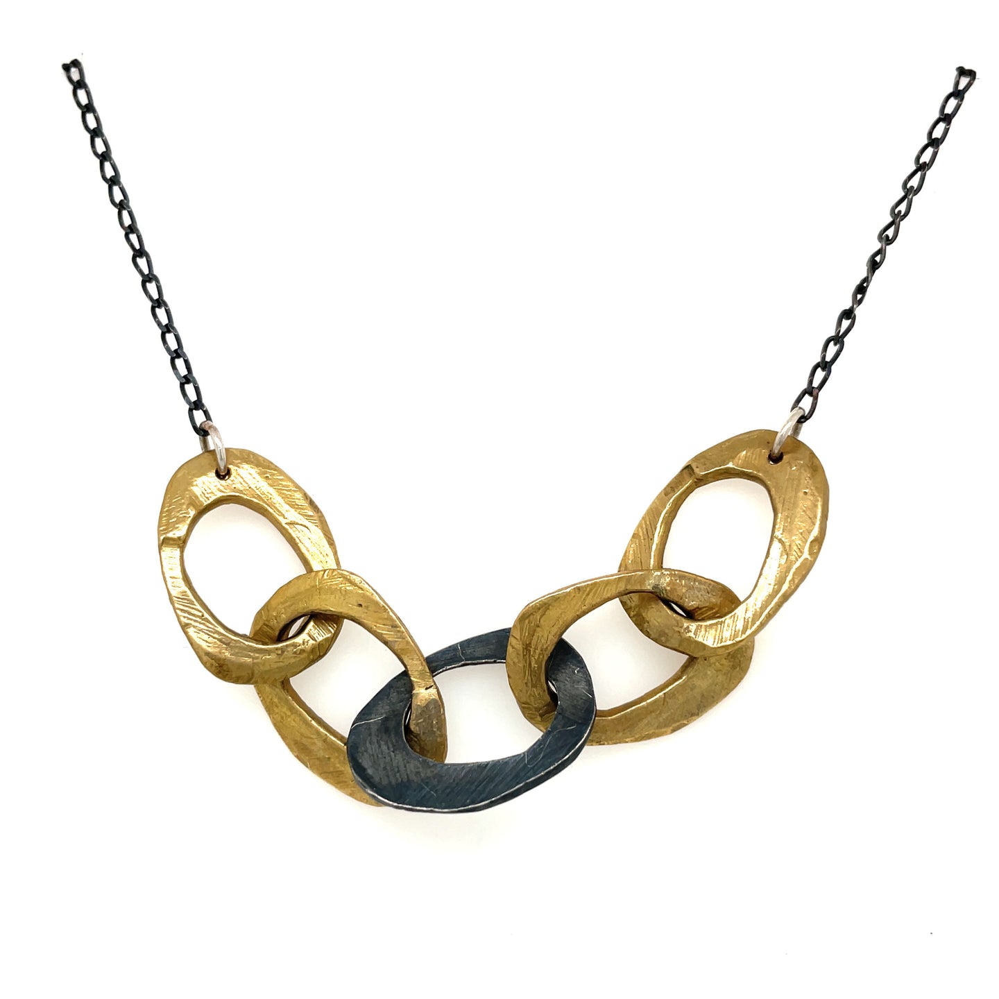 Silver and Bronze Oval Link Necklace