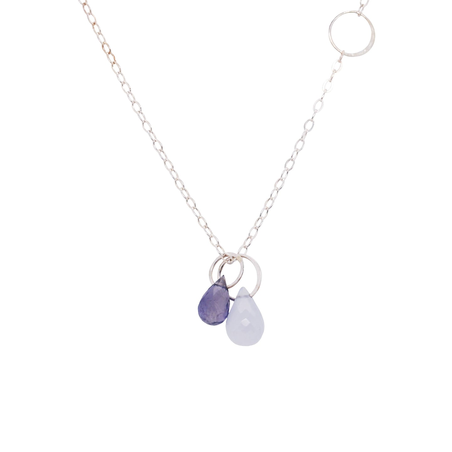 Iolite and Blue Chalcedony Drop Necklace