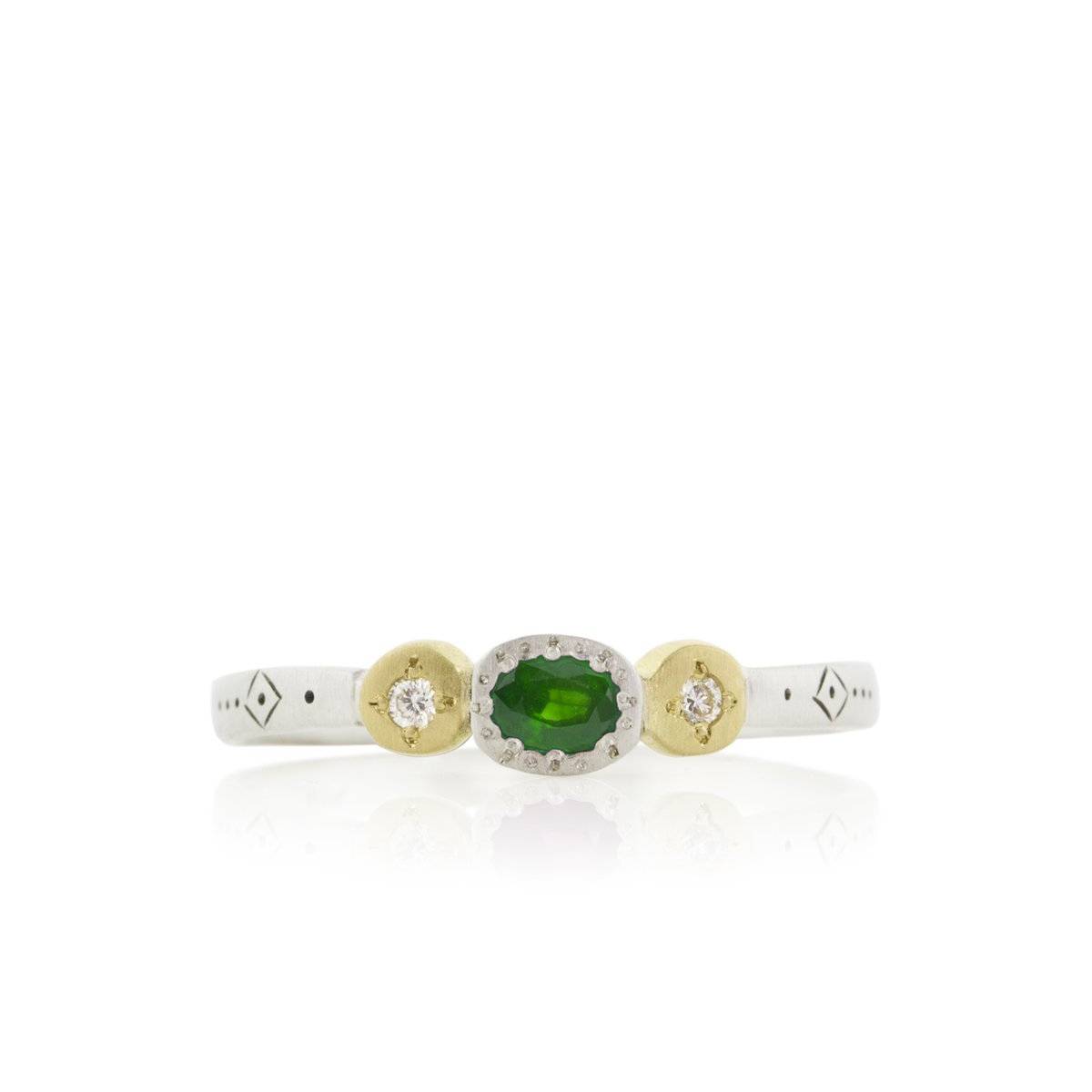 Emerald Harmony Oval and Round Charm Ring