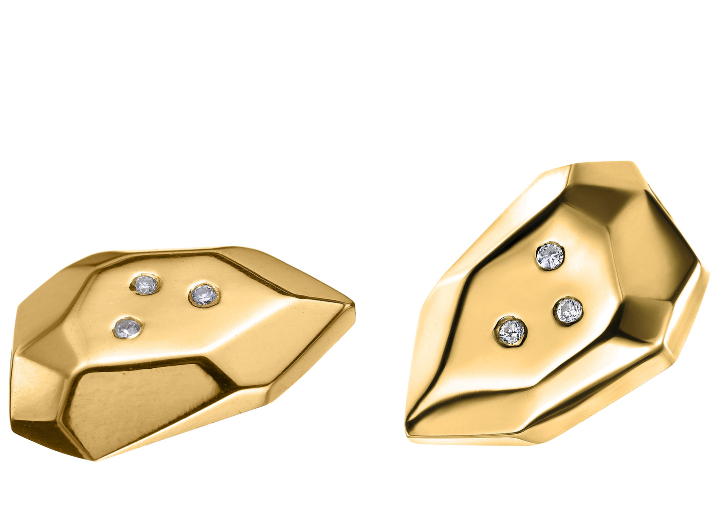 Mini Faceted Gold Briolette Studs With Diamonds | Art + Soul Gallery